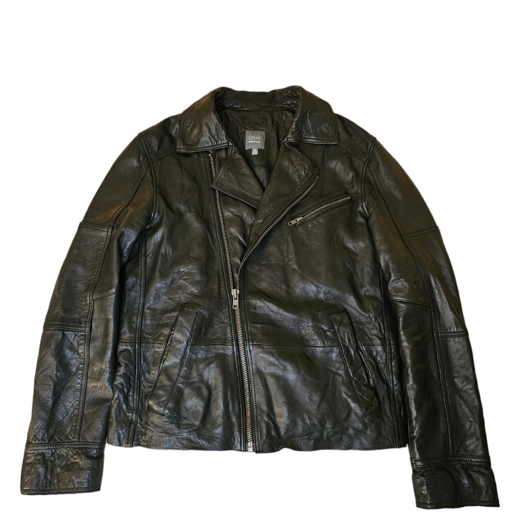 mens leather moto jacket medium